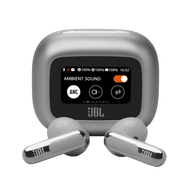JBL Live Flex 3 - Silver - True wireless noise-cancelling open-stick earbuds - Hero